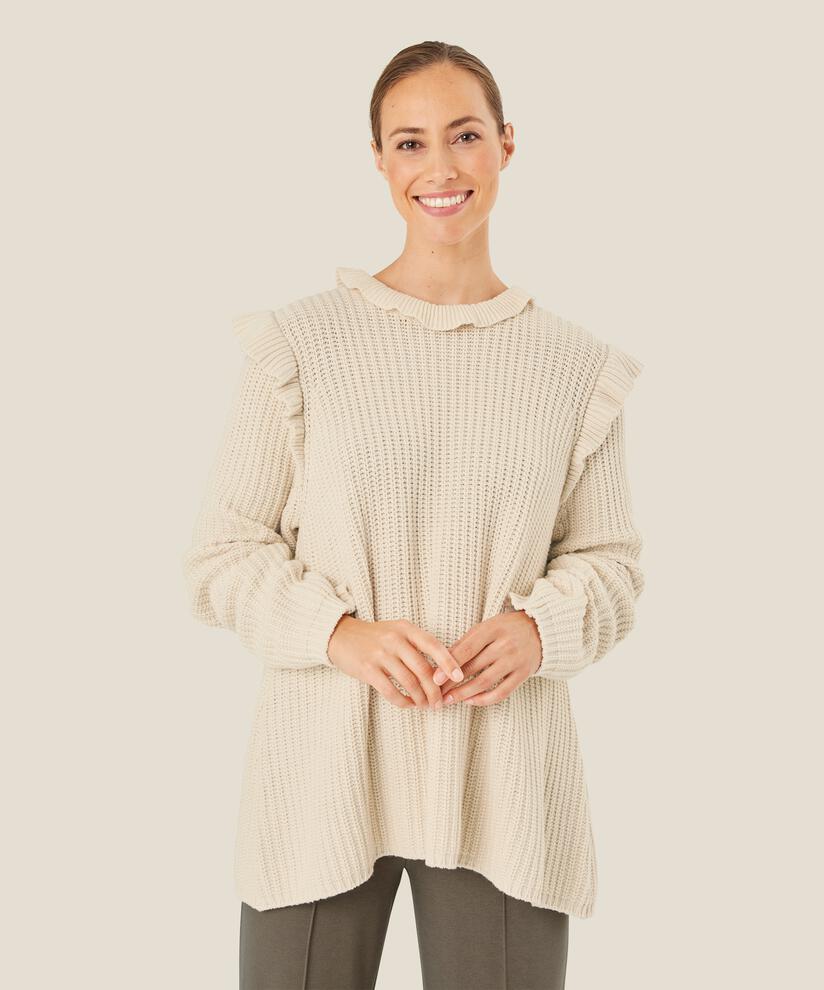 pull en maille de coton à volants, Whitecap