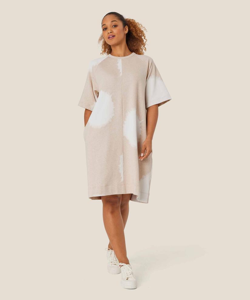 robe sweat avec poches fendues, Beige melange