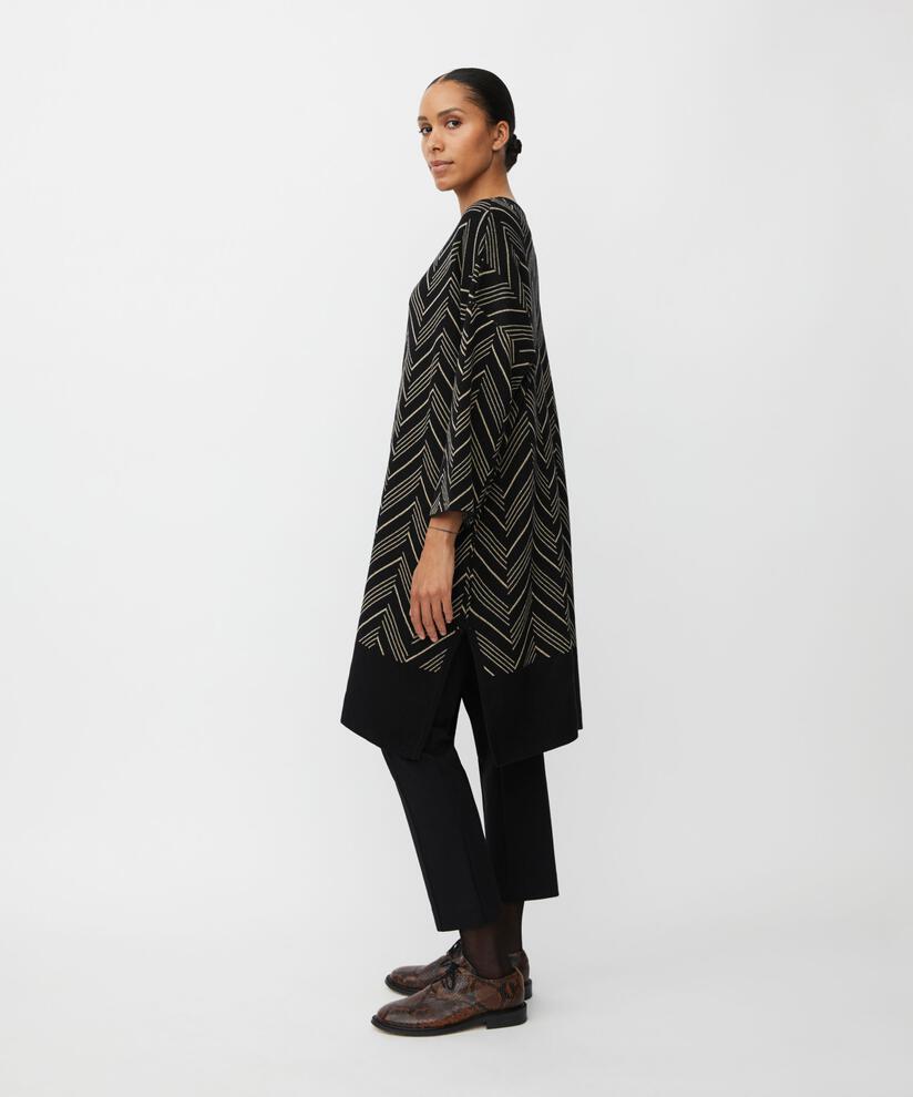 robe en maille fine avec fil pailleté et fente latérale, Black