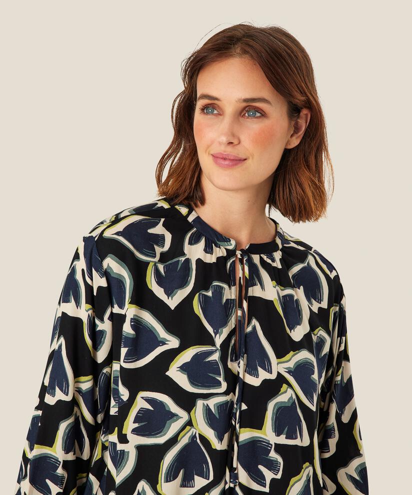 blouse en viscose avec lien dans le cou, Maritime Blue