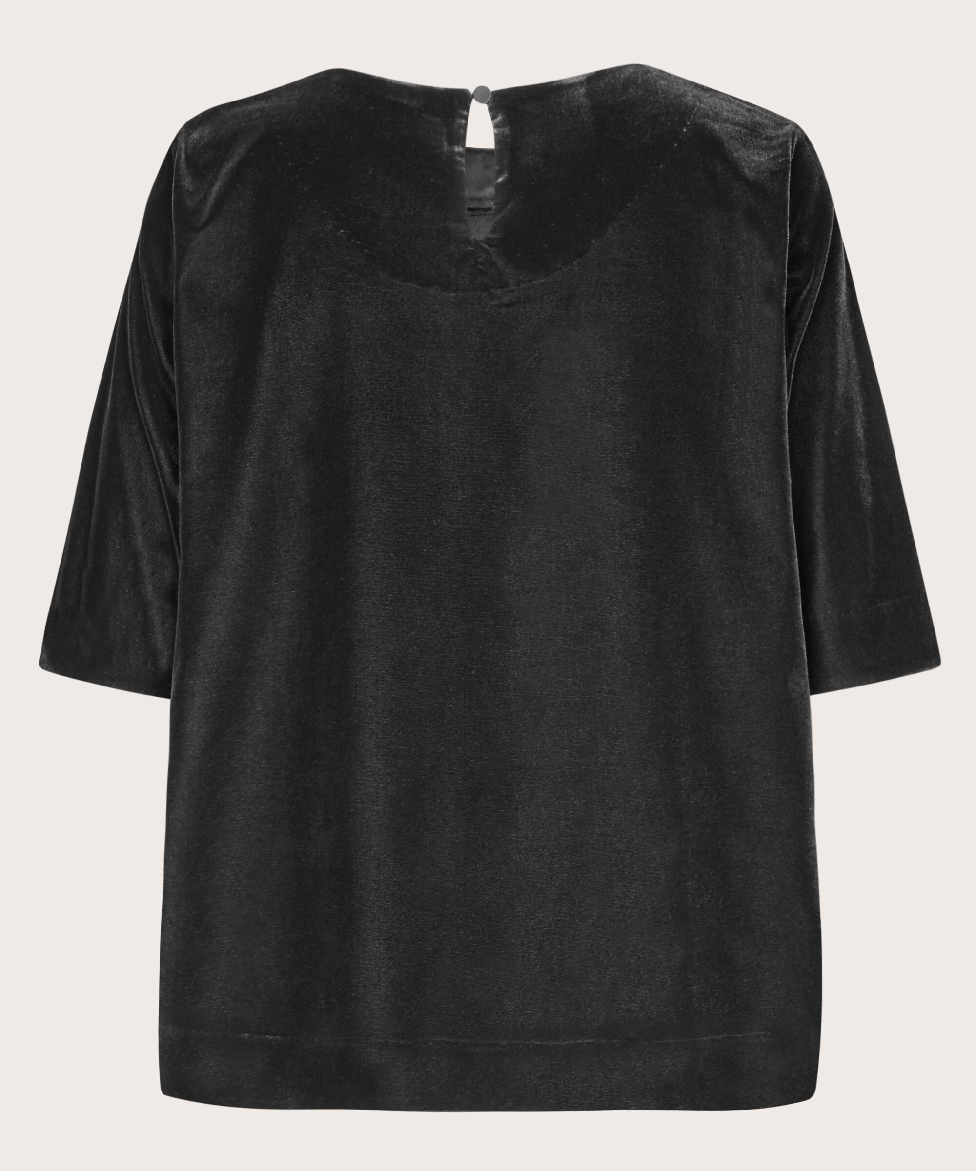 blouse en velours avec bouton, Black