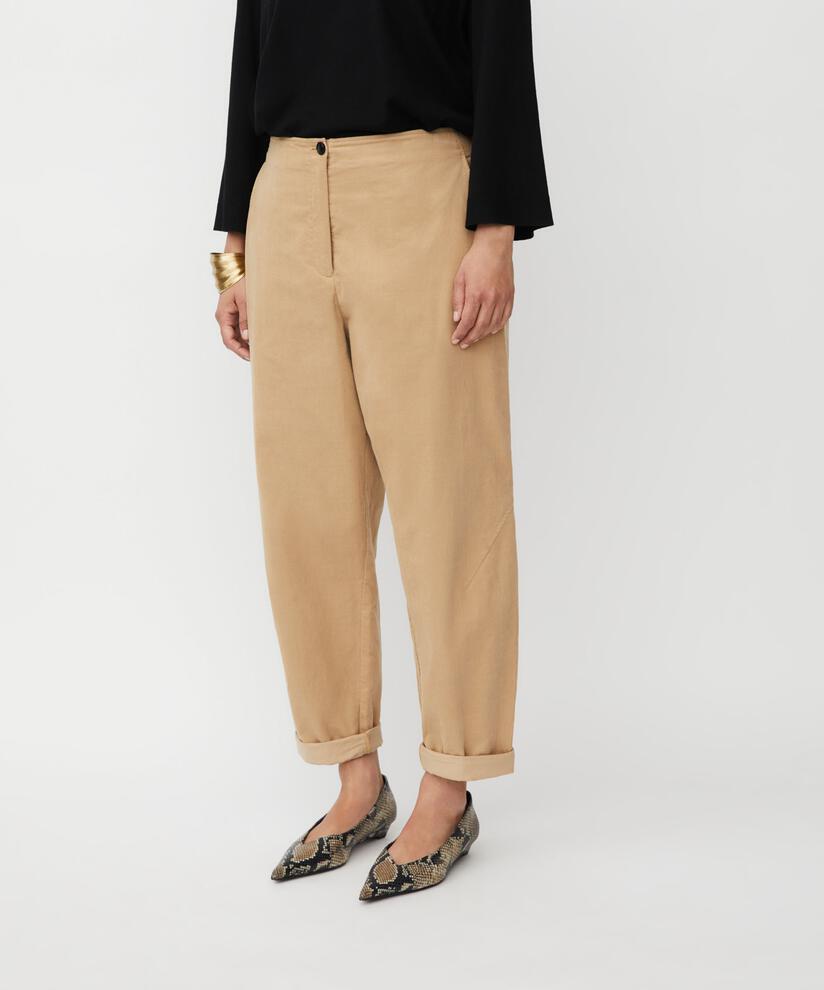 pantalon en velours côtelé avec élastique au dos, Travertine