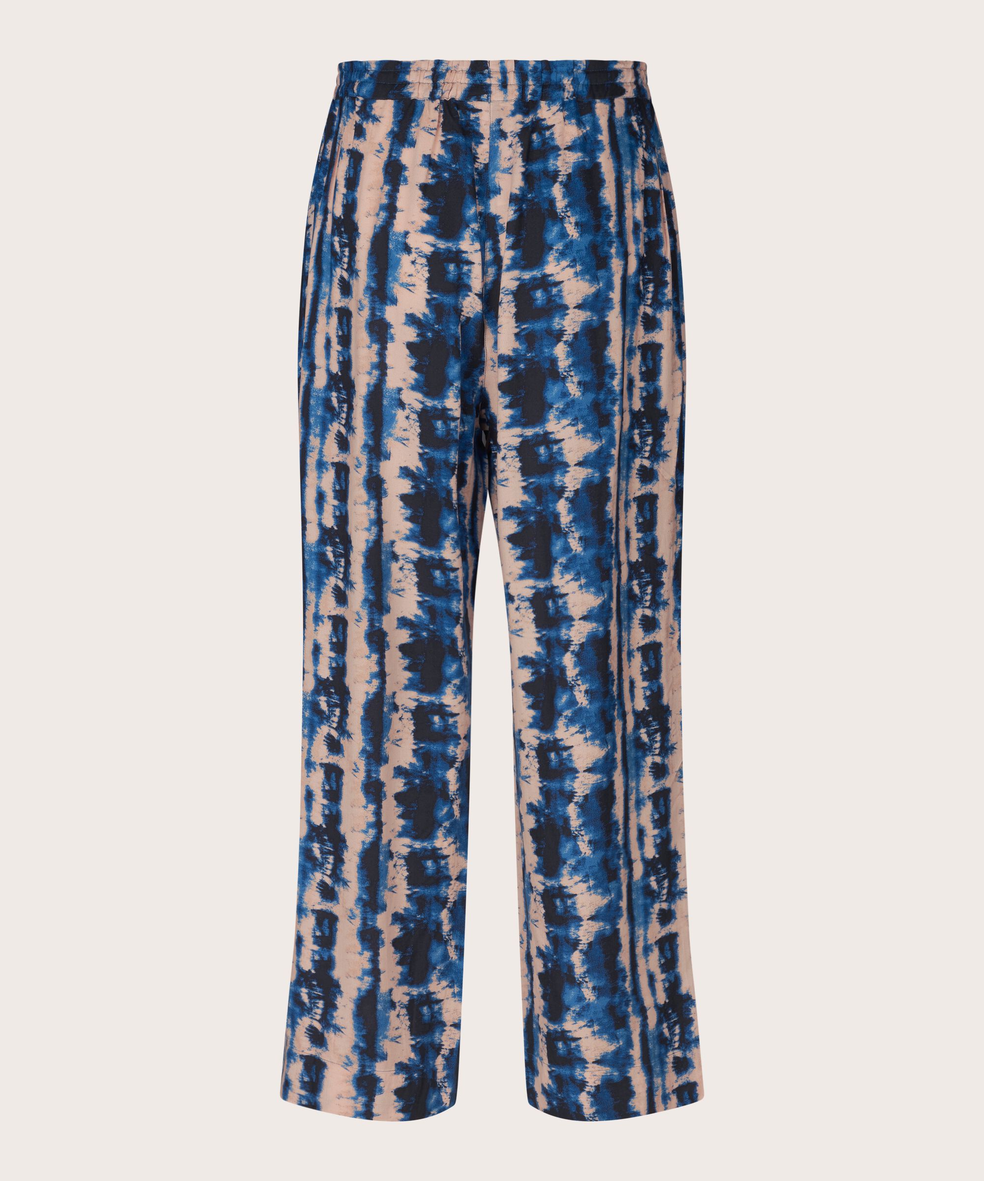 pantalon en viscose imprimé avec taille élastiquée, Navy Peony
