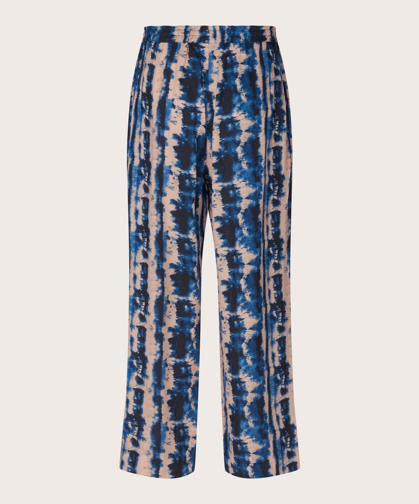 pantalon en viscose imprimé avec taille élastiquée, Navy Peony