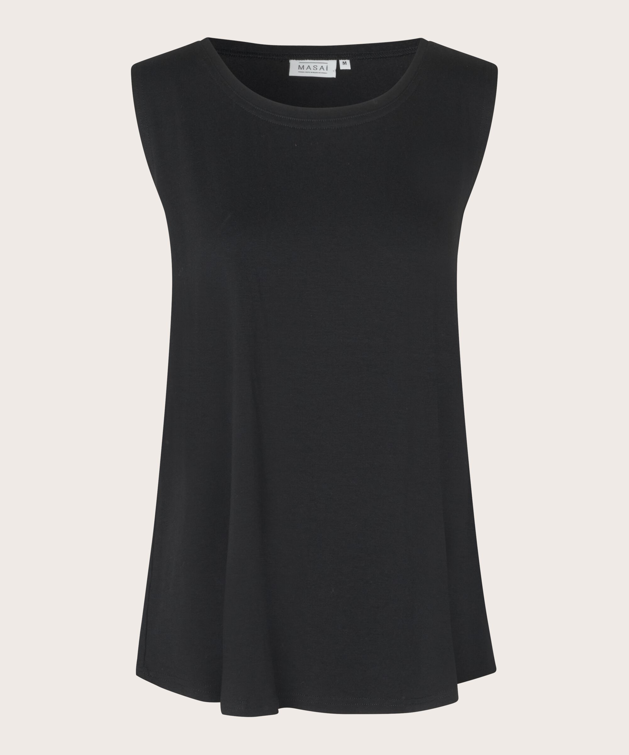 Top En Jersey Sans Manches À Col Rond, Black
