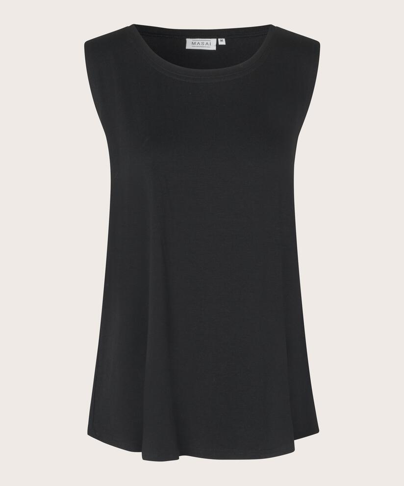 Top En Jersey Sans Manches À Col Rond, Black