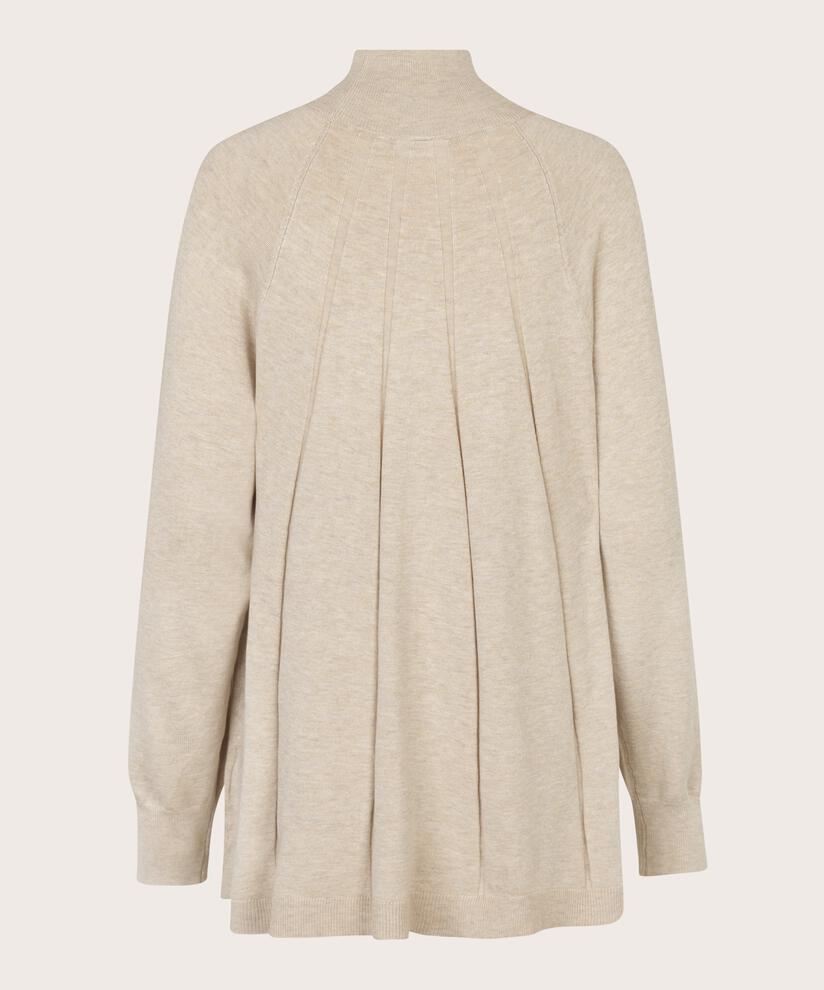 pull en maille fine avec plis et col, L beige mel