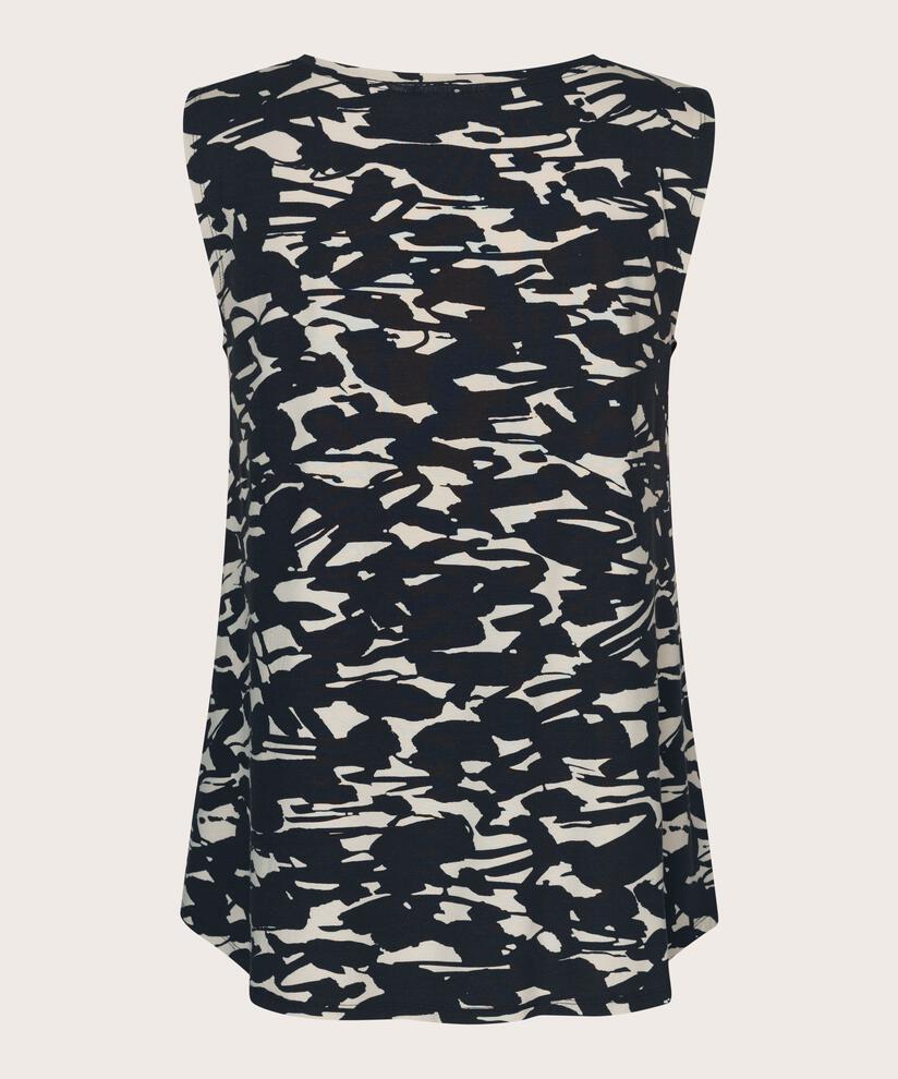 Top En Jersey Sans Manches À Col Rond, Black