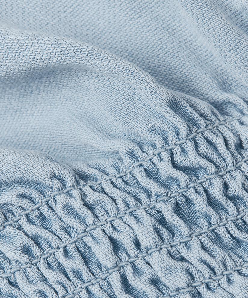 robe en jean avec volants au niveau du cou et poches fendues, Light Denim