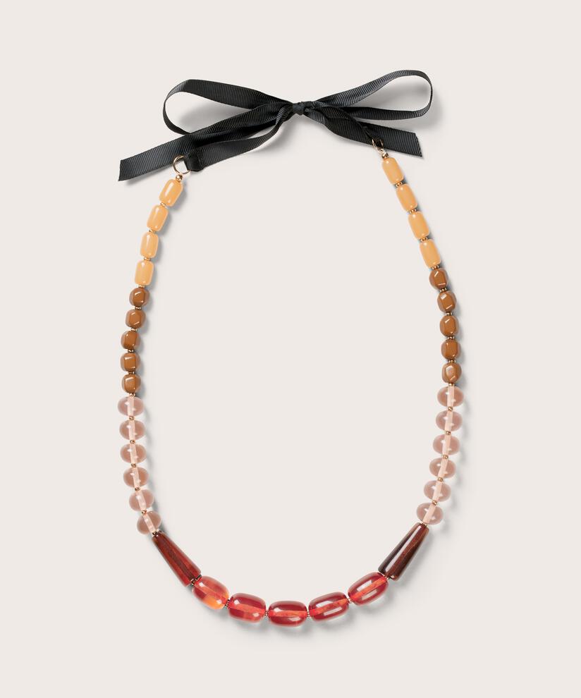 collier avec perles colorées, Orange com