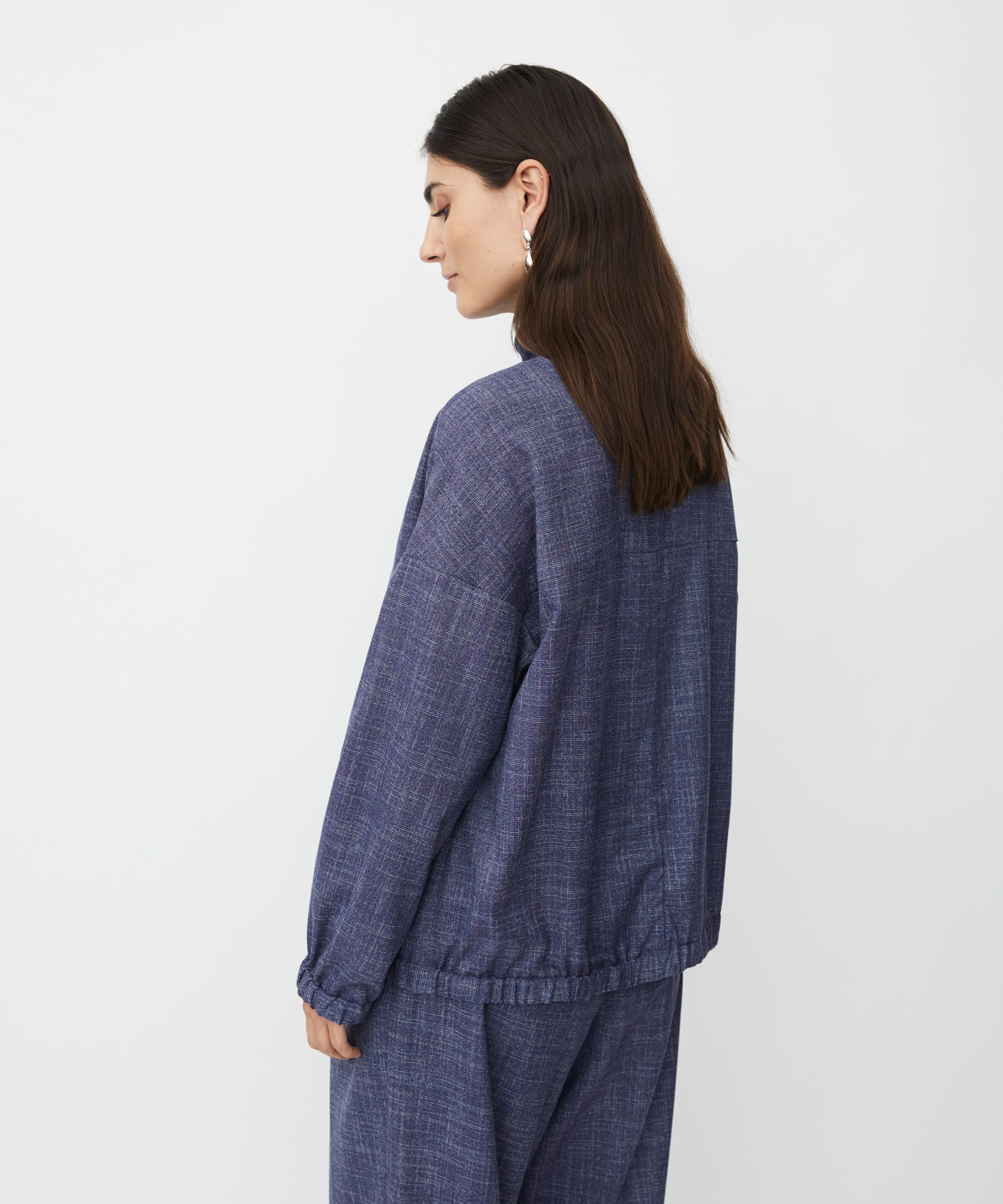 veste à col rond avec fermeture à boutons cachés, Navy Blazer