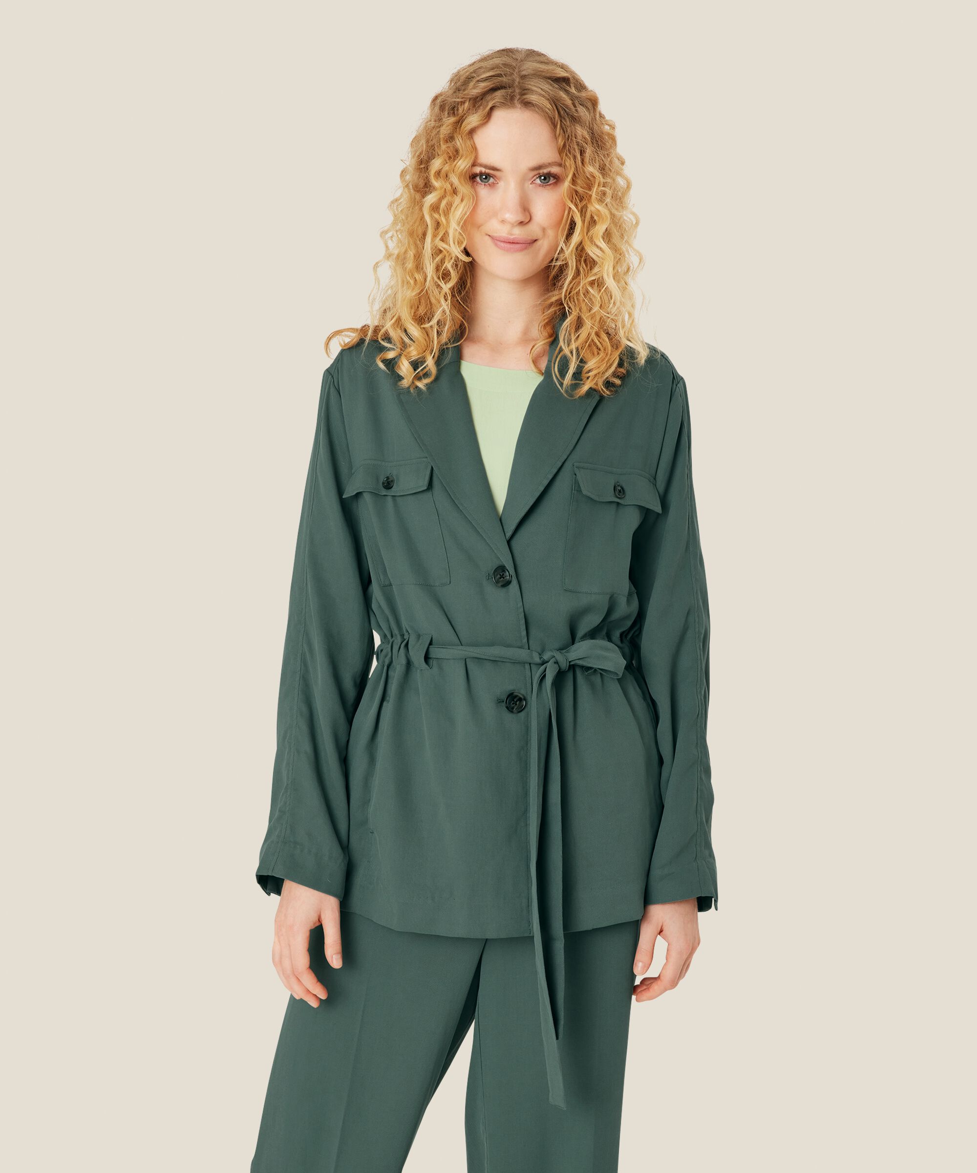 veste avec poches et liens à la taille, Balsam Green