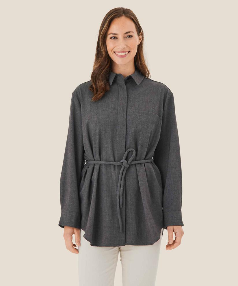 veste chemise avec liens, D. Grey mel.