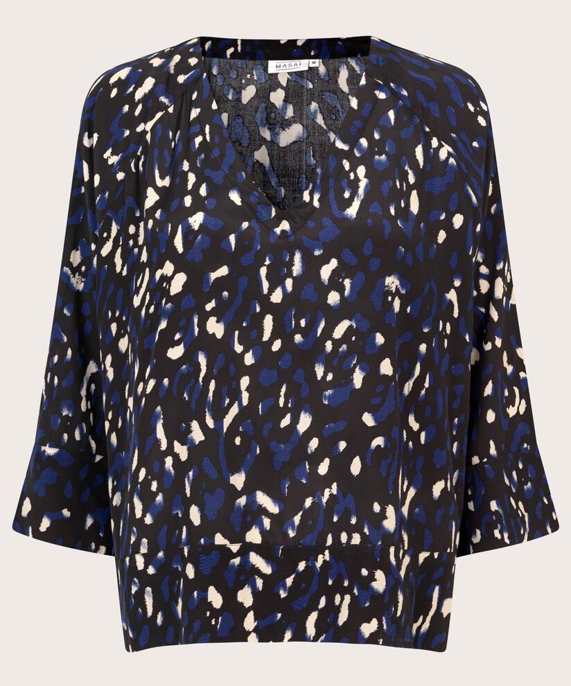 Blouse En Viscose À Col V, Medieval blue
