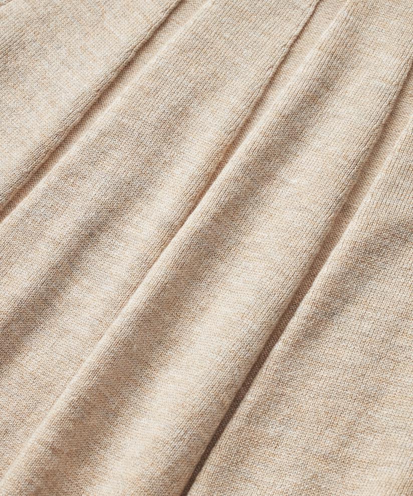 pull en maille fine avec plis et col, L beige mel