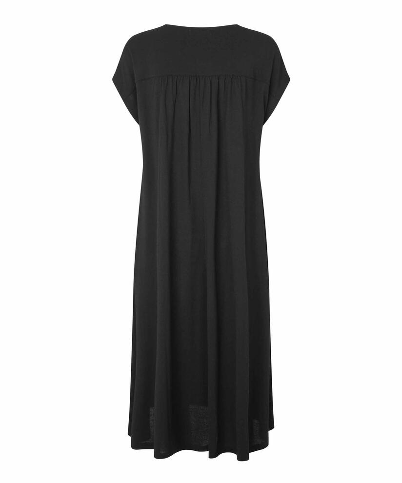 robe en jersey à manches courtes avec plis féminins, Black