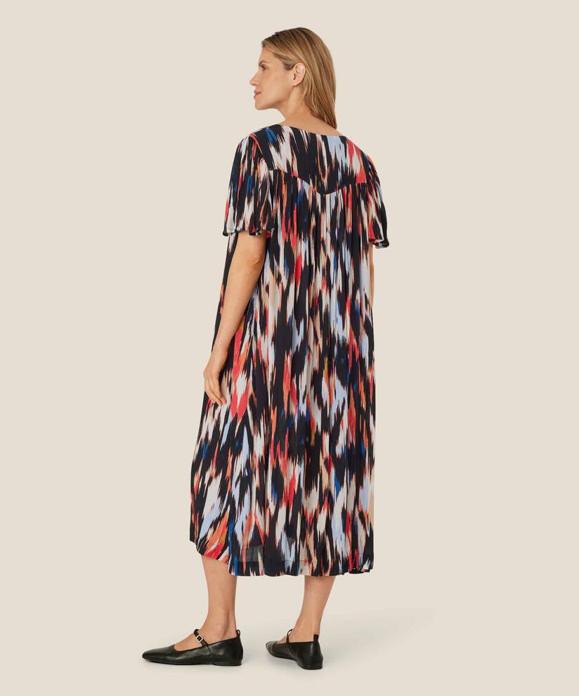 robe en viscose imprimée avec de nombreux plis, Hibiscus