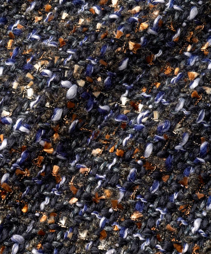 élégante veste bouclée à col rond, Black