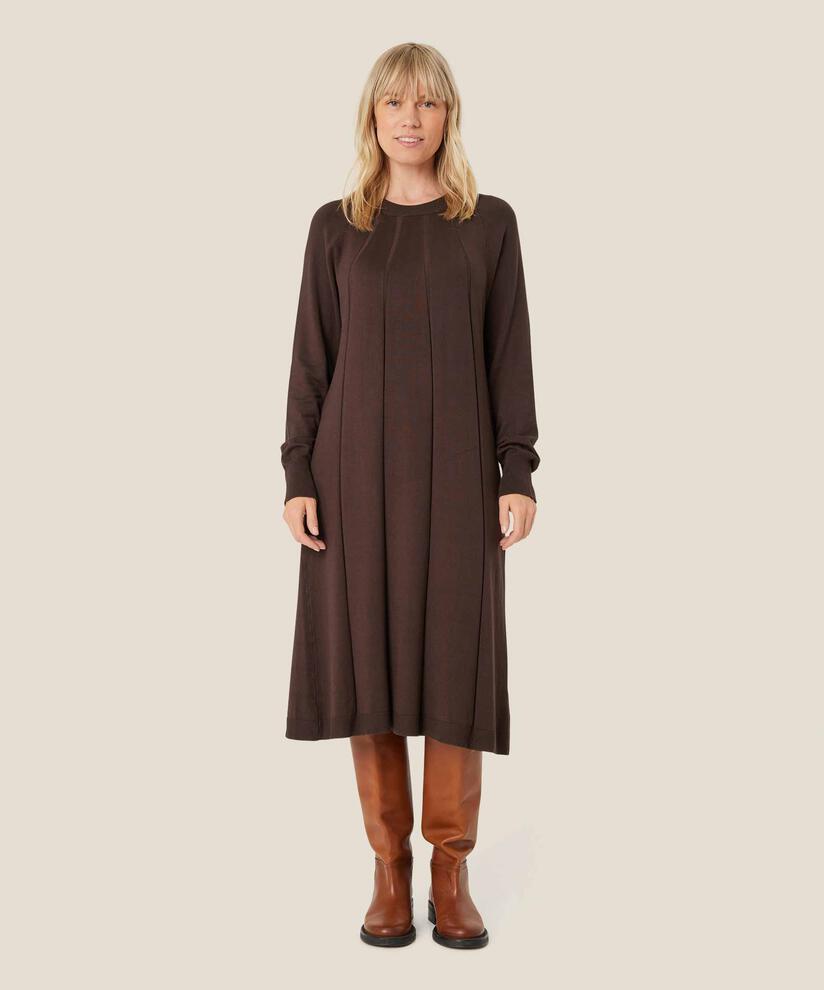 robe en maille fine à manches longues, Coffee Bean