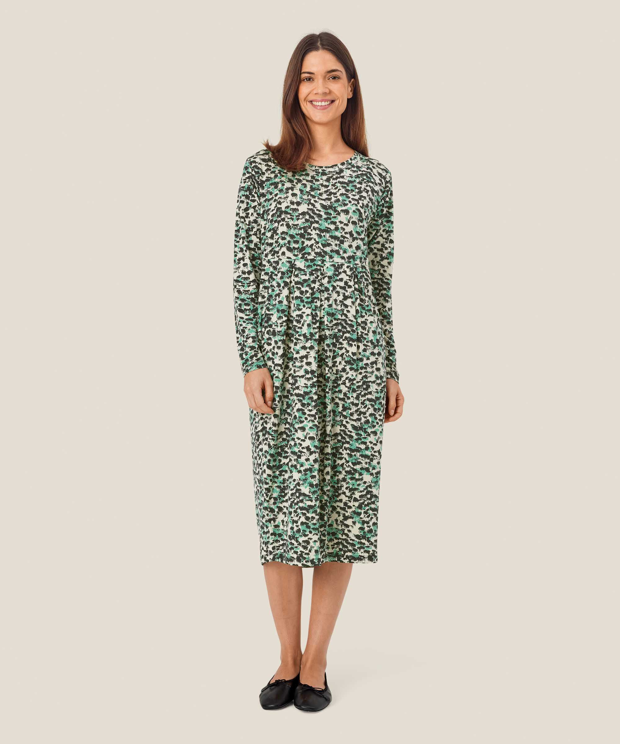 robe tulipe en jersey imprimé, Winter Green