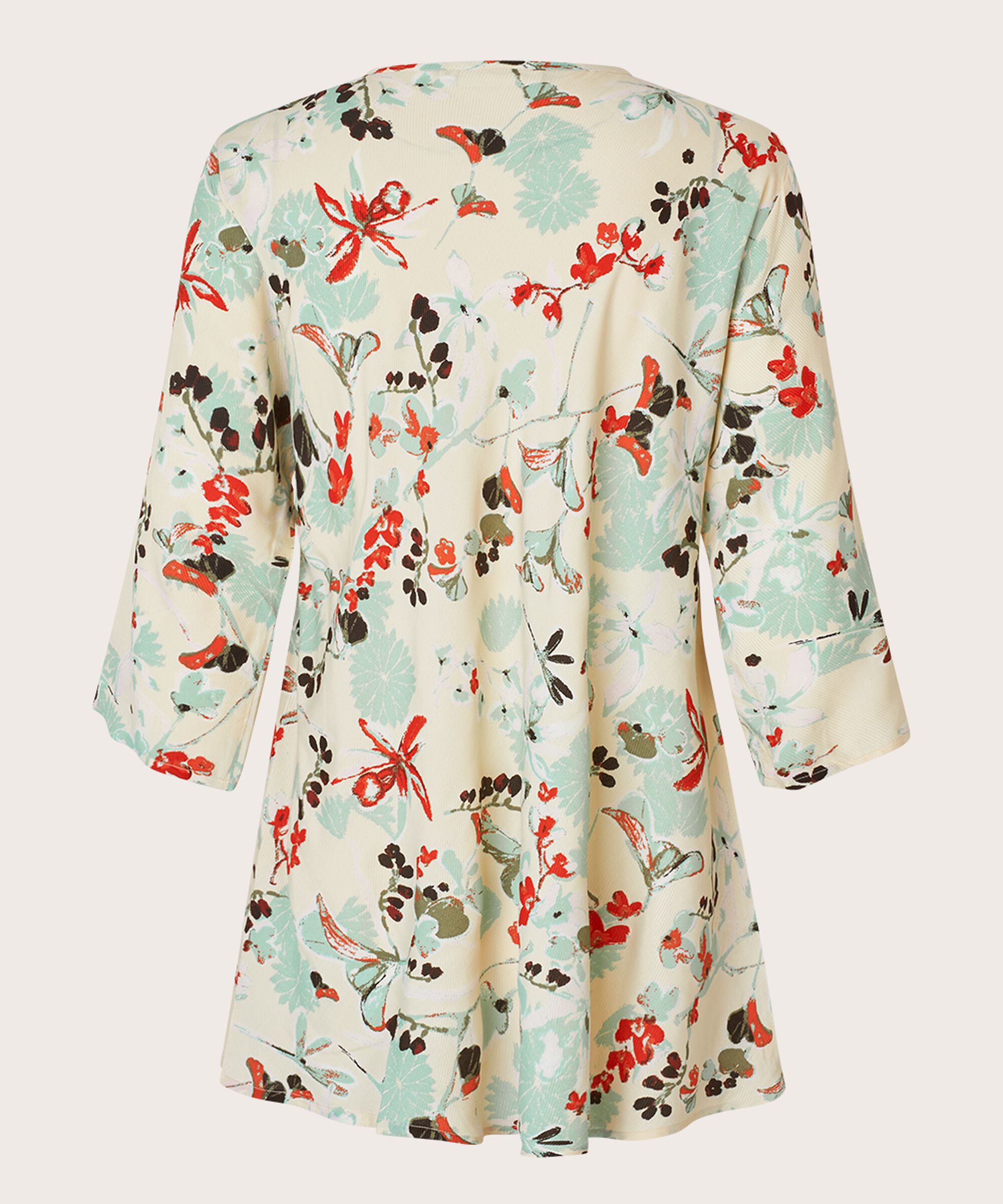 Top En Viscose À Motif À Manches Trois-quarts, Frosty Green