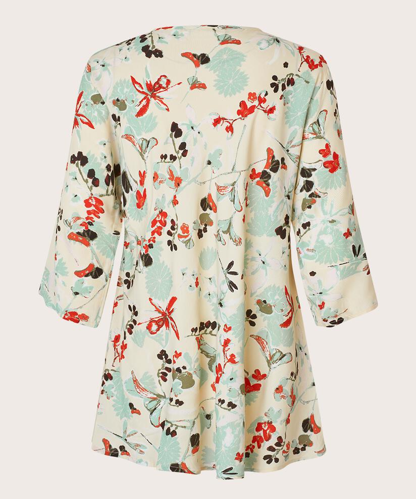 Top En Viscose À Motif À Manches Trois-quarts, Frosty Green