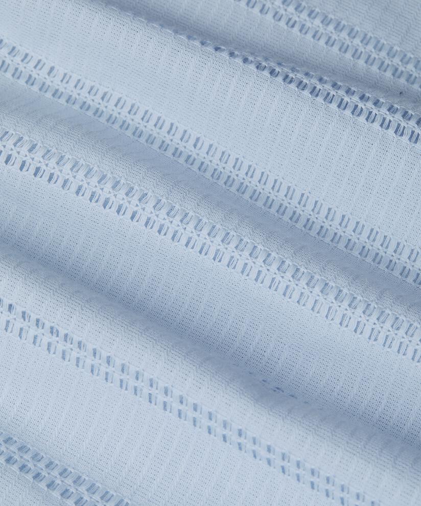 top en coton à motif creux avec col en V, Cel Blue
