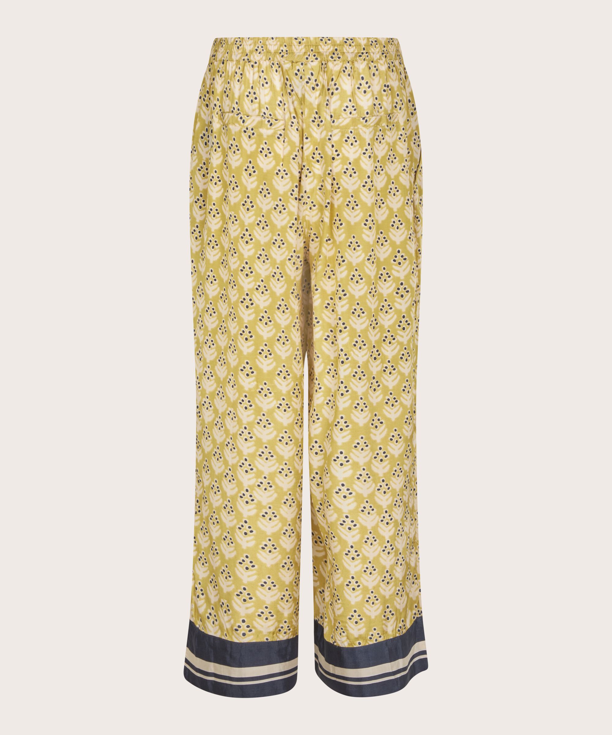 pantalon en viscose imprimé avec poches fendues et taille élastique, Burnish Gold