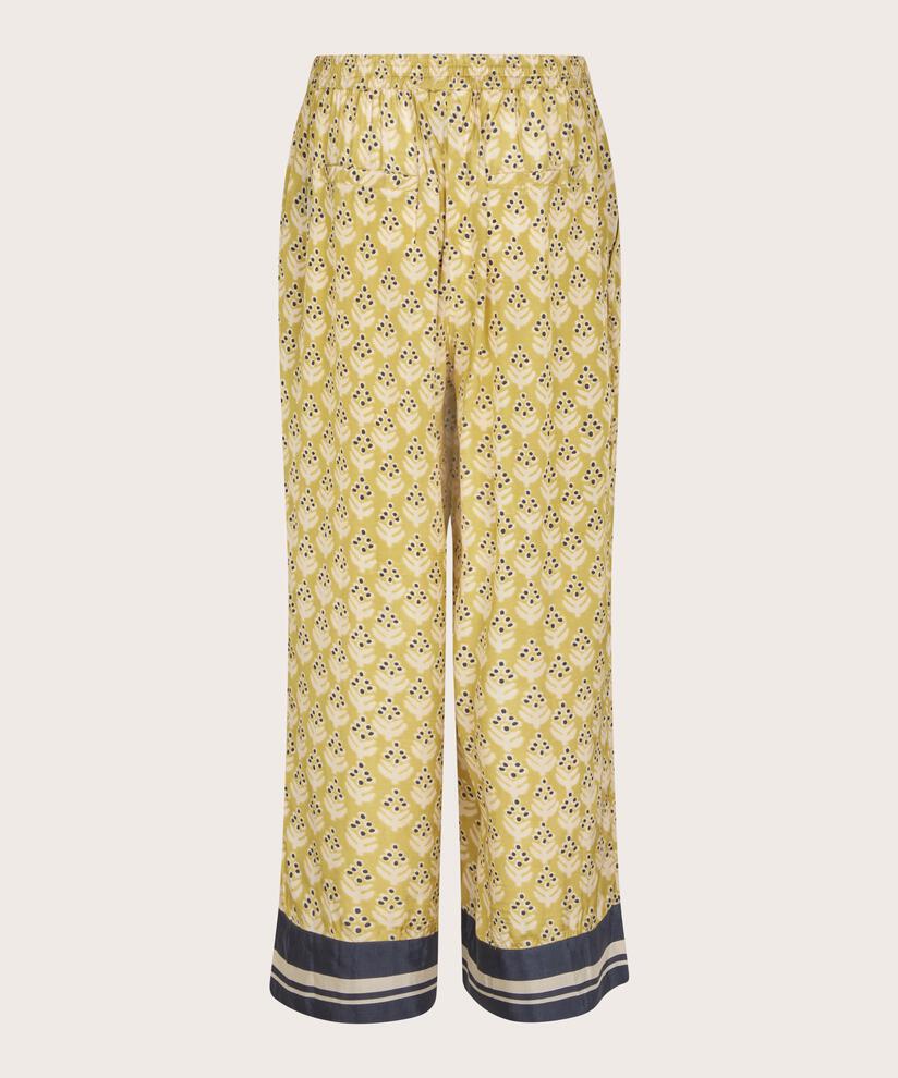 pantalon en viscose imprimé avec poches fendues et taille élastique, Burnish Gold