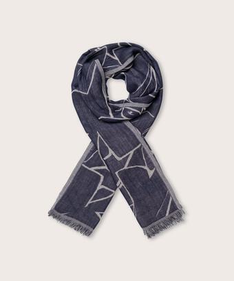 écharpe imprimée en laine mélangée, Navy Blazer