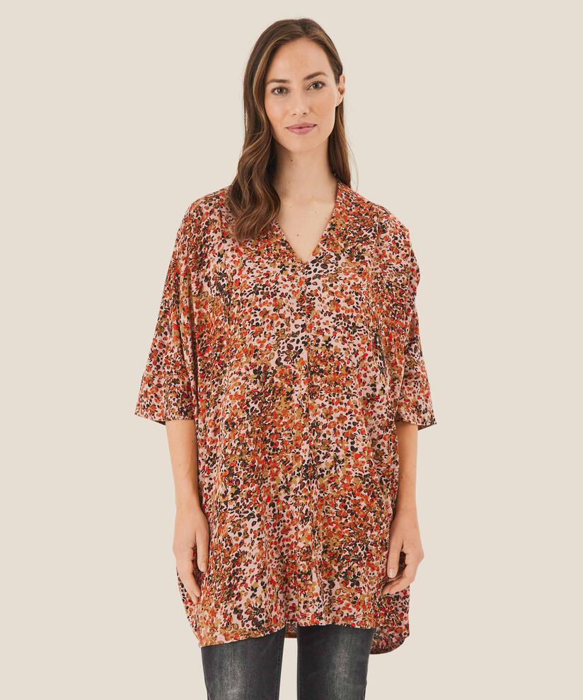 tunique à motif en satin viscose, Misty Rose