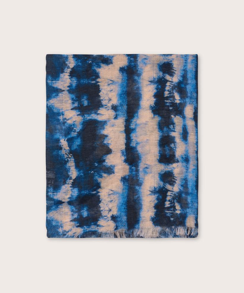écharpe à motif batik en mélange de coton, Navy Peony