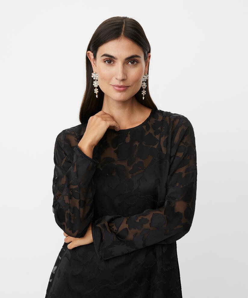 robe en dentelle transparente avec jupon, Black