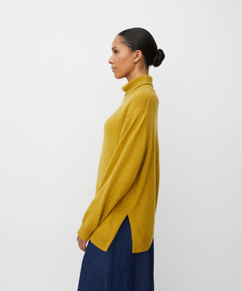 pull à col roulé avec fente latérale, Golden Green
