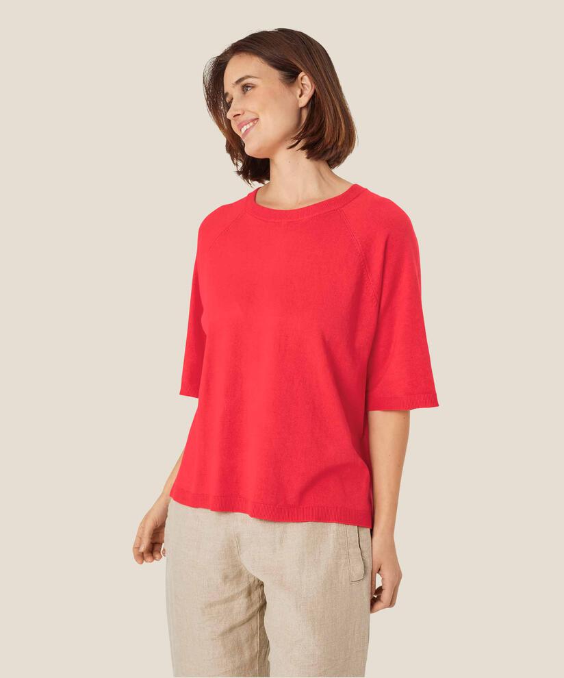 pull en maille à manches courtes et col rond, Hibiscus