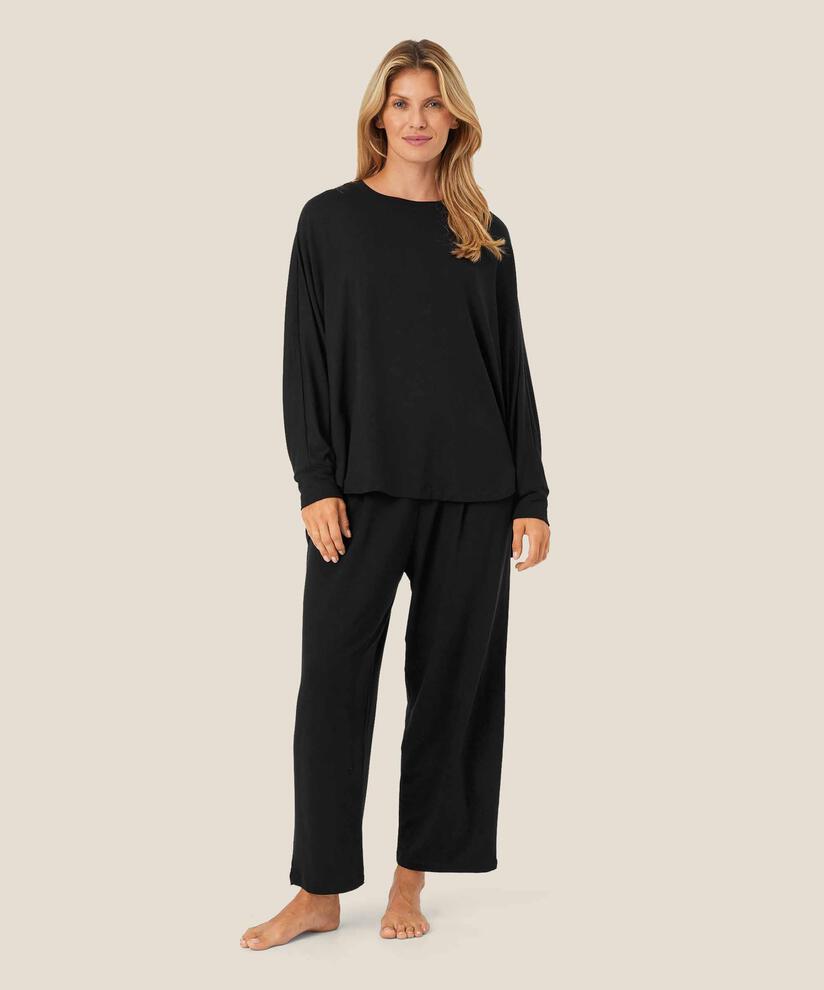 top en jersey doux à manches chauve-souris, Black