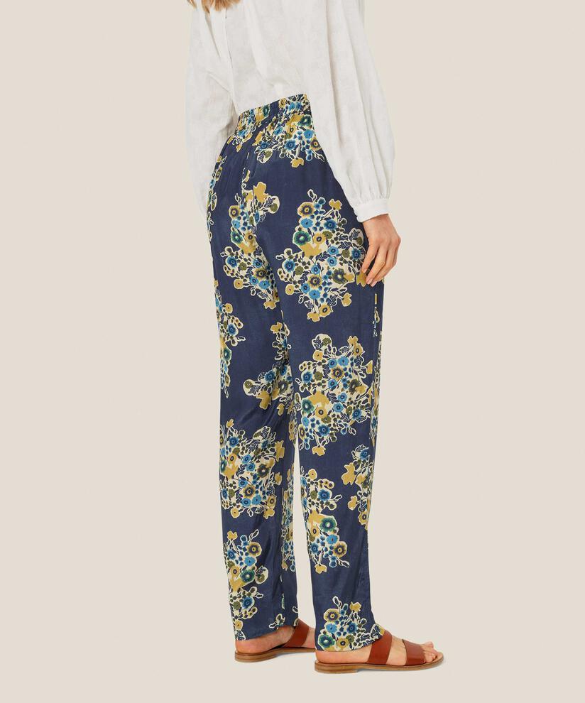pantalon fleuri en viscose avec taille élastique, Mood Indigo