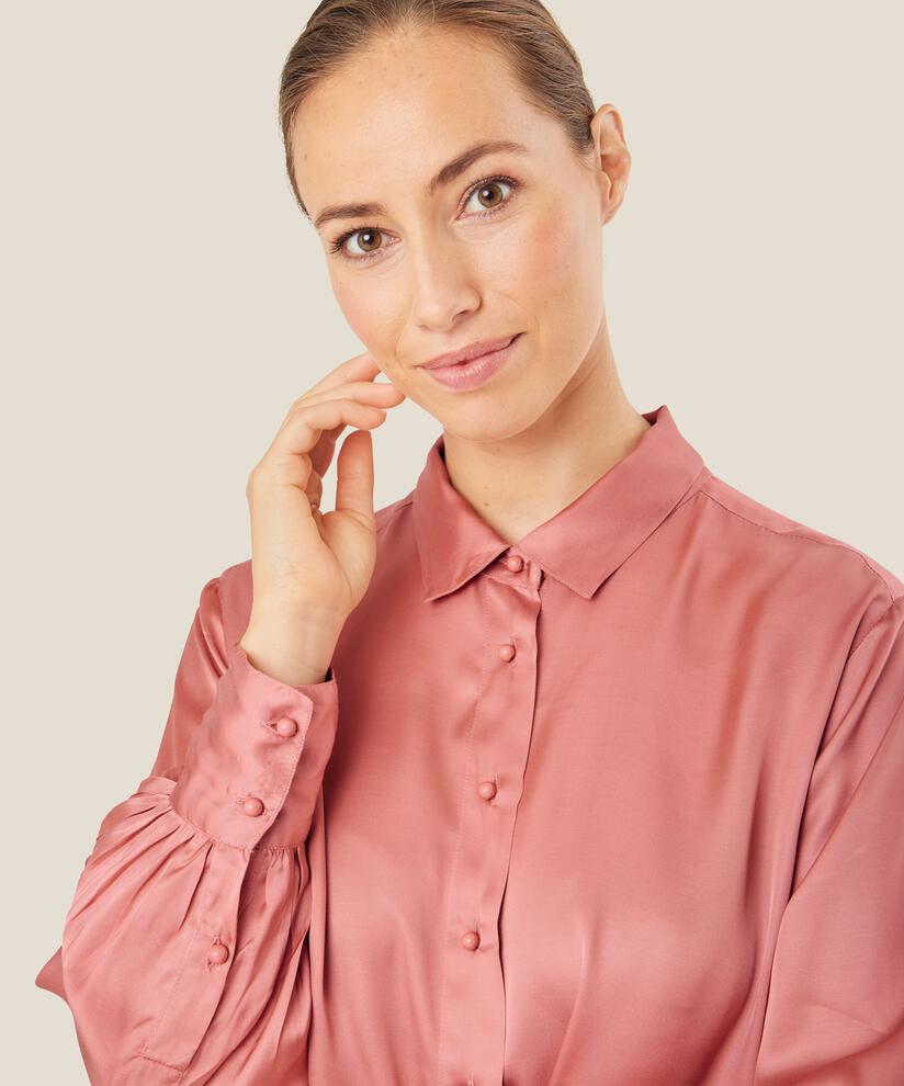 chemise en satin de viscose avec drapés au dos, Ash rose