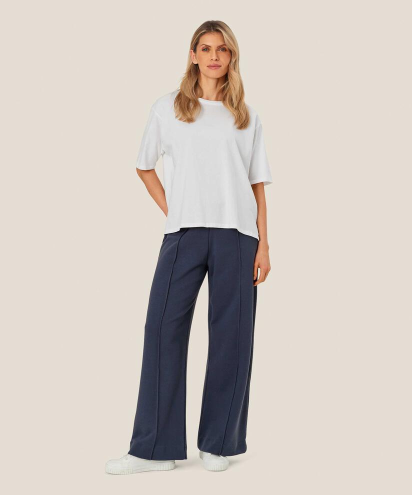 pantalon en jersey à plis cousus et taille élastiquée, Mood Indigo