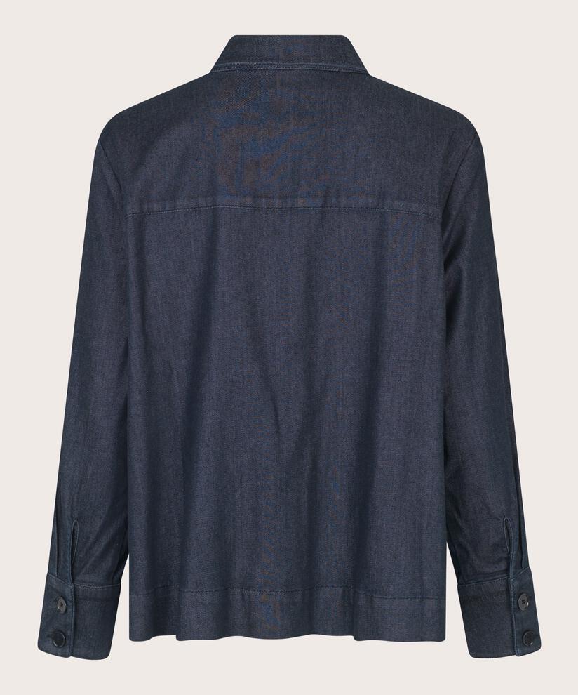 Chemise en jean doux à manches longues, Dark Denim