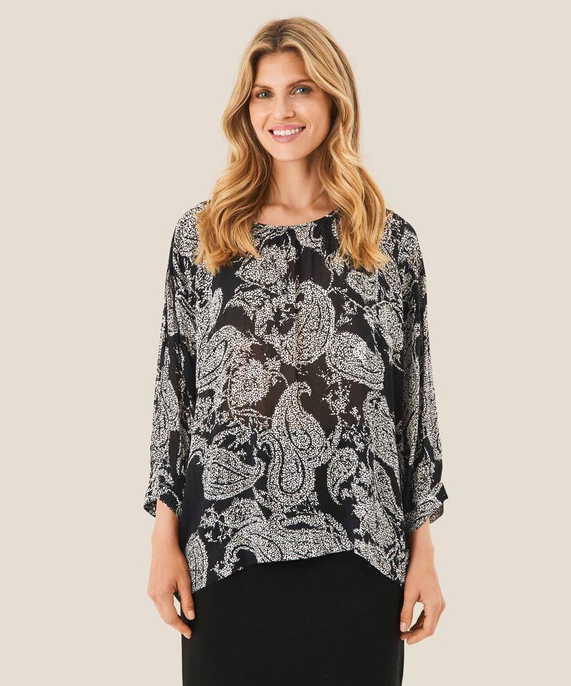 Blouse en viscose légère transparente, Black