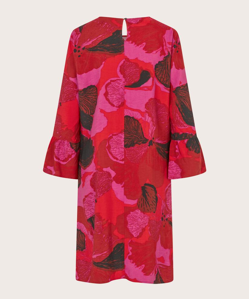 robe en viscose imprimée à col rond, Haute Red
