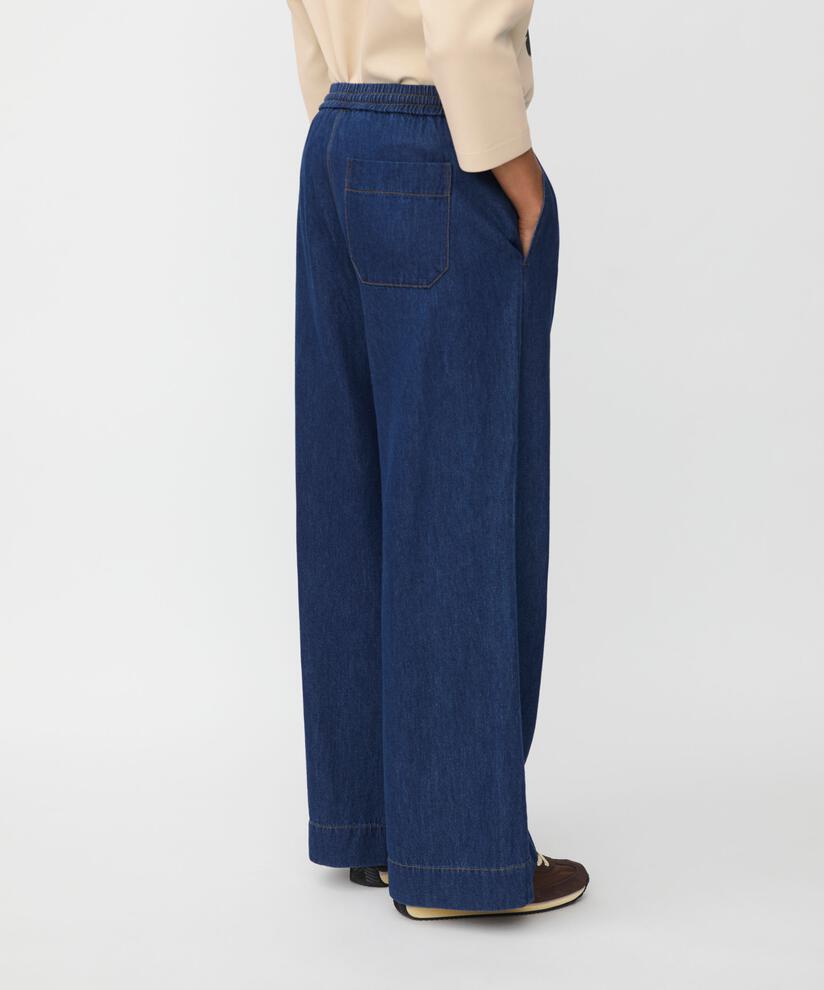 pantalon en jean large avec taille élastique, Dark Denim