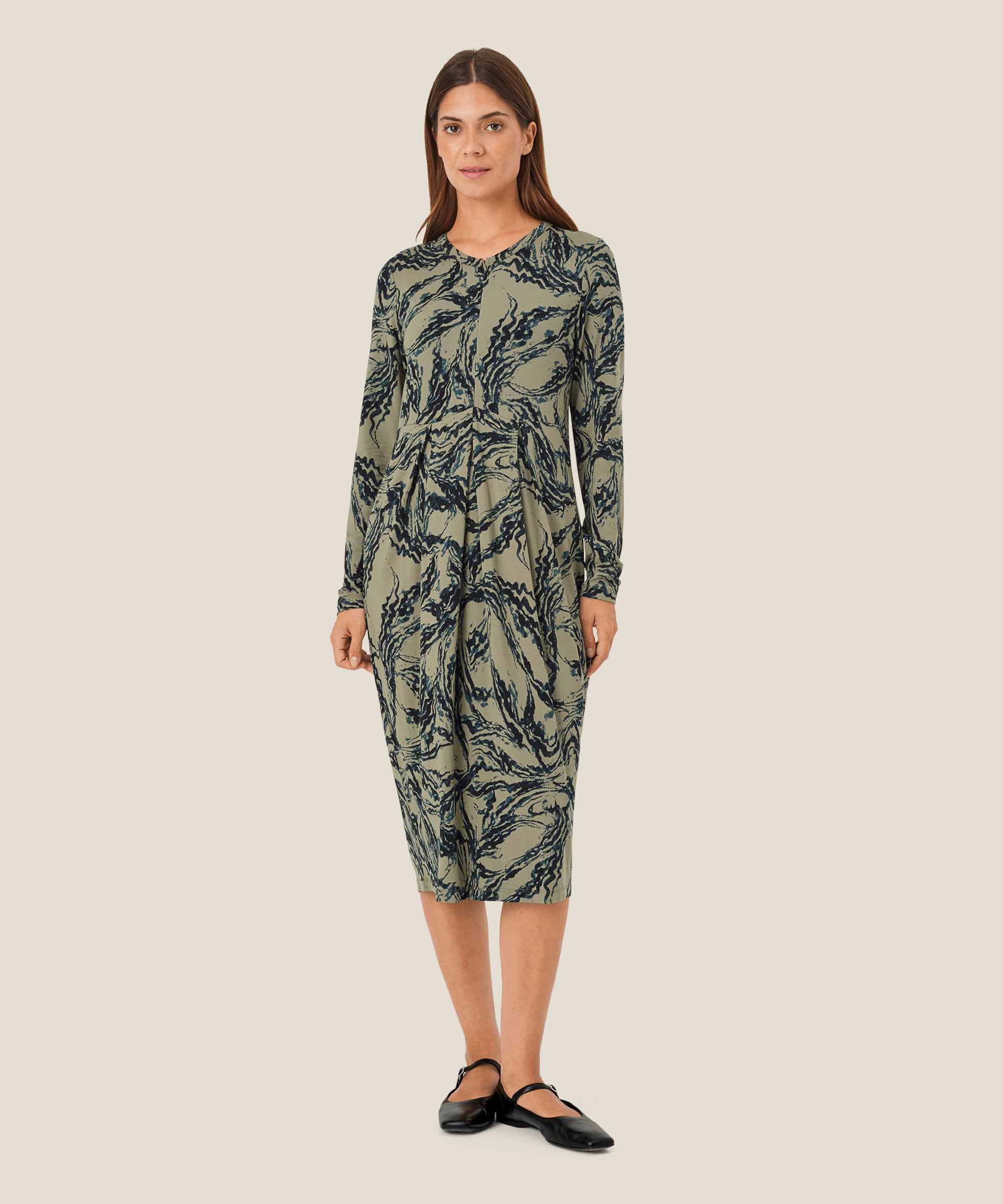 robe tulipe en jersey avec zip au cou, Vetiver
