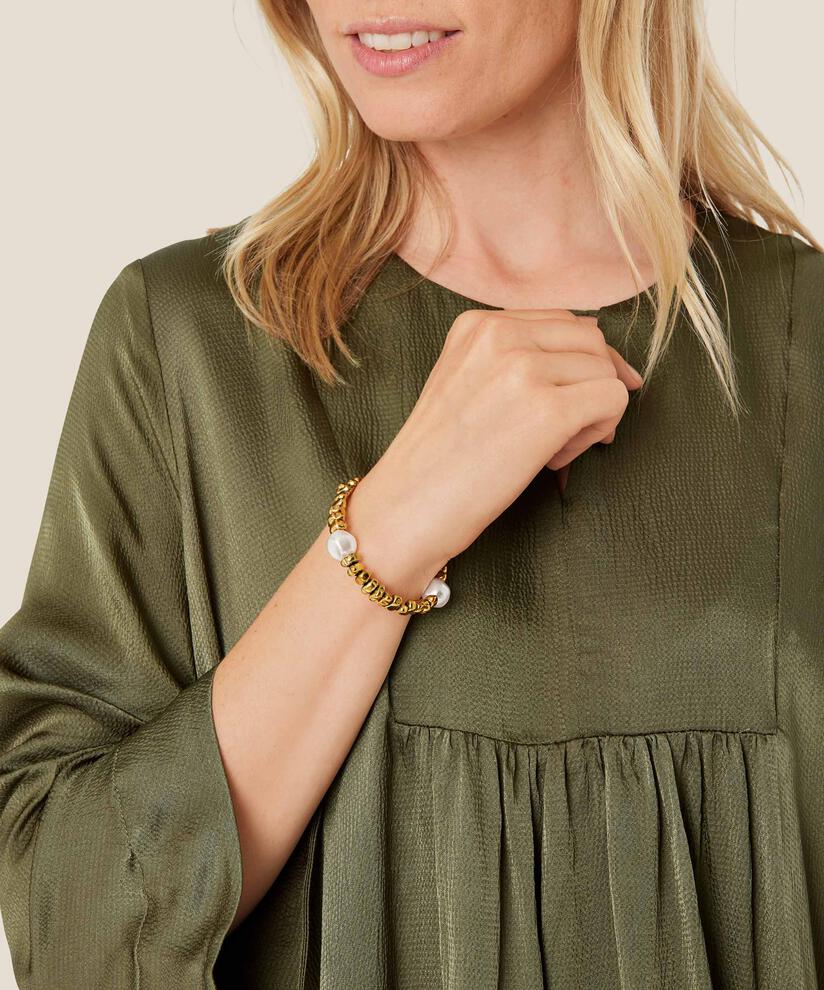 bracelet élastique avec perles dorées, Gold