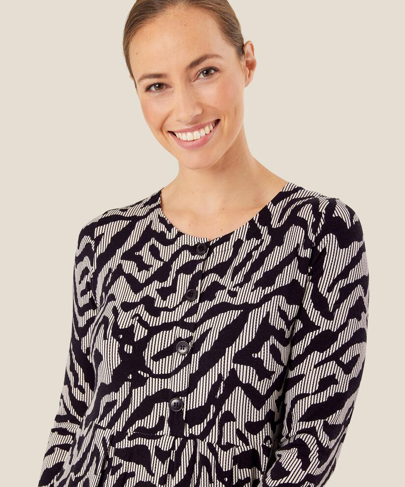 robe tulipe avec boutons au cou, Black