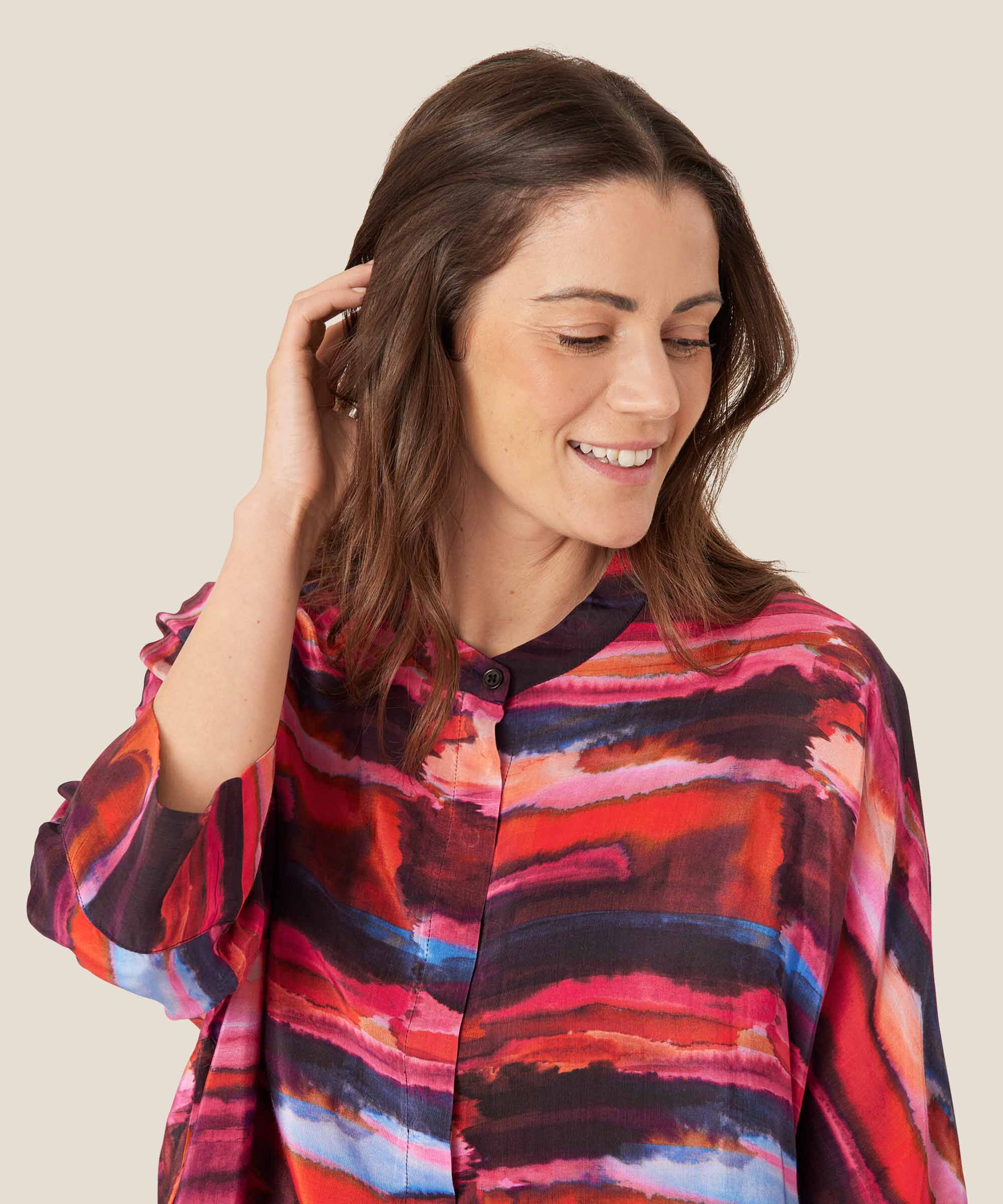 robe chemise à motif en viscose, Sun Tomato