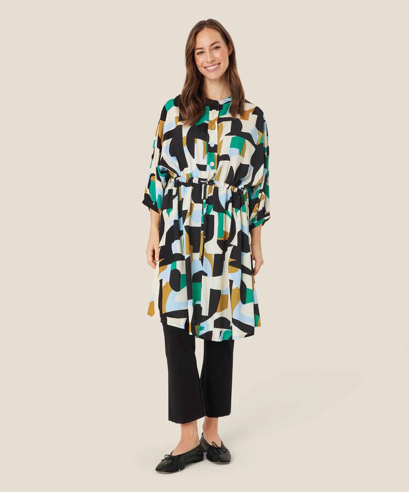 robe en viscose à motifs avec boutons et liens, Greenlake