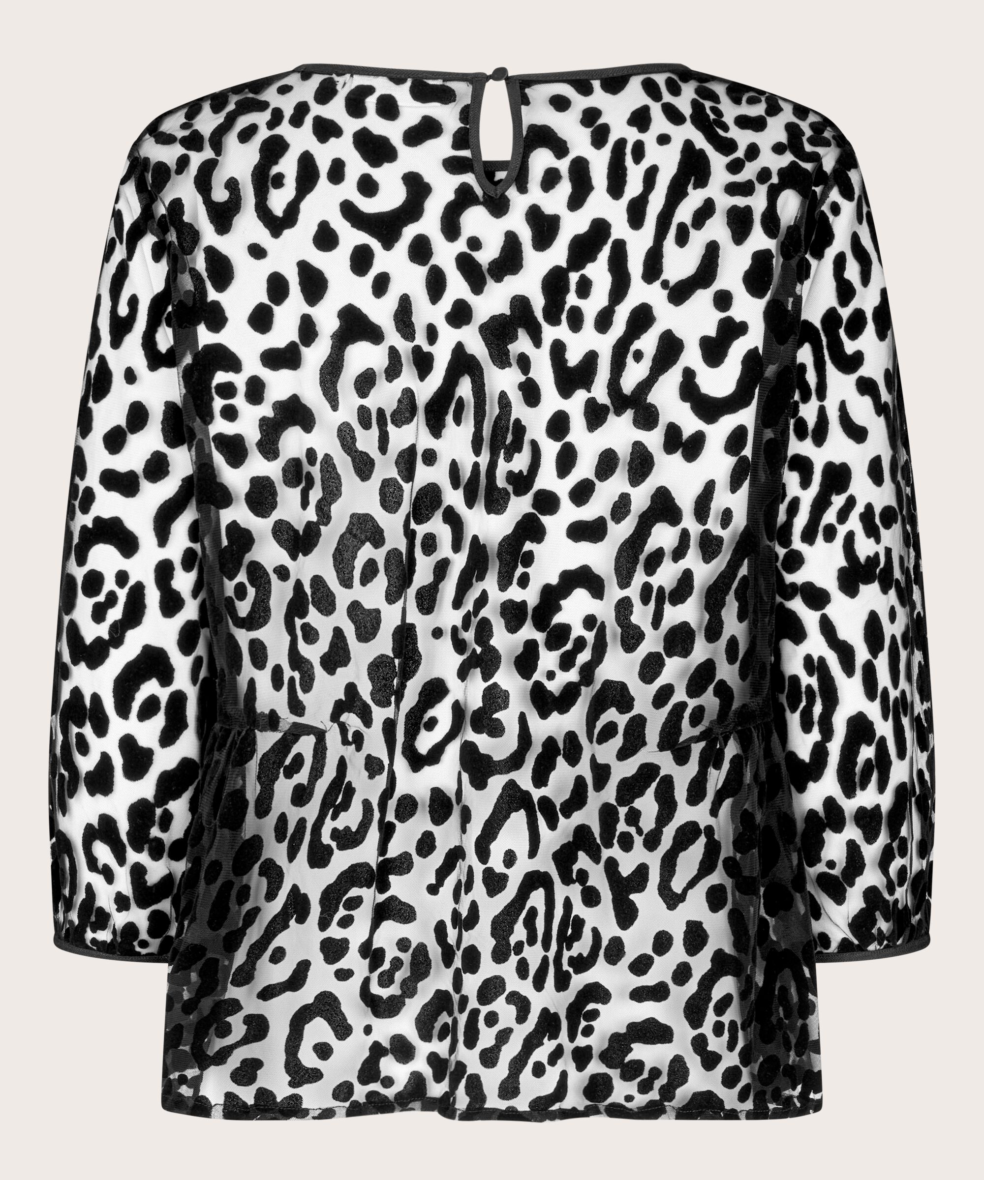 blouse en tulle doux avec motif tissé, Black