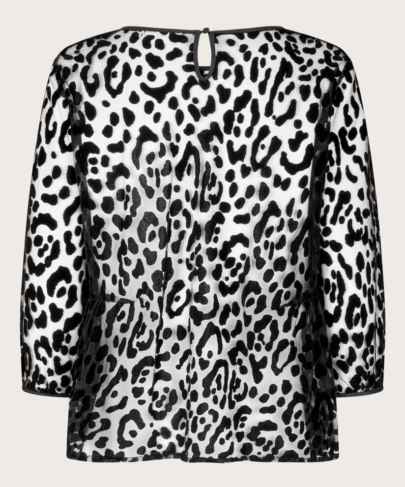 blouse en tulle doux avec motif tissé, Black